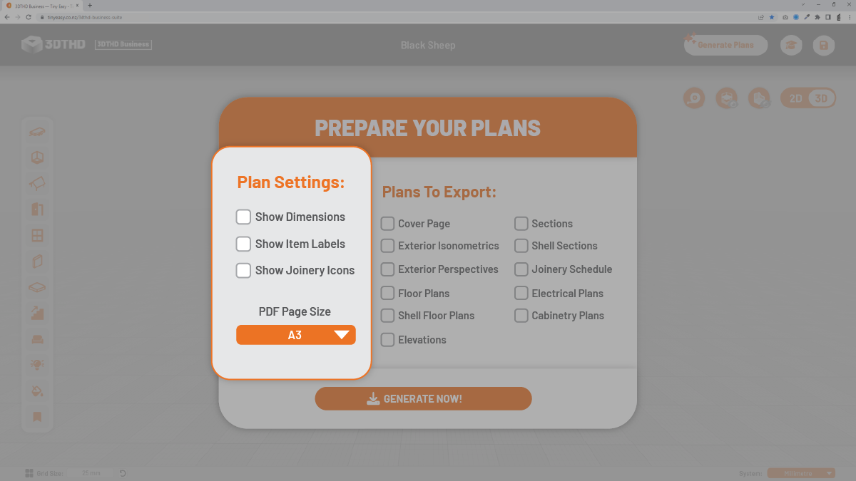 Plan Settings Menu